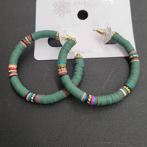 Forest Green Multi Color Katsuki Bead Hoops 2"